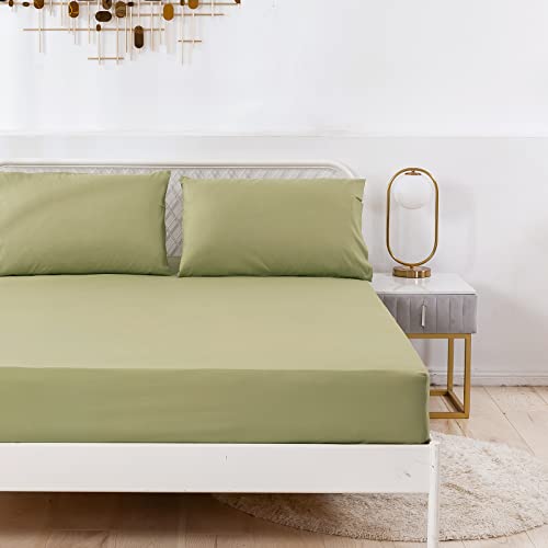 Jemiipee Spannbettlaken Einfarbig 140x200 cm für Matratzen bis 35cm, Betttuch Leintuch Weiche Polyester-Mikrofaser Bettlaken Hellgrün von Jemiipee