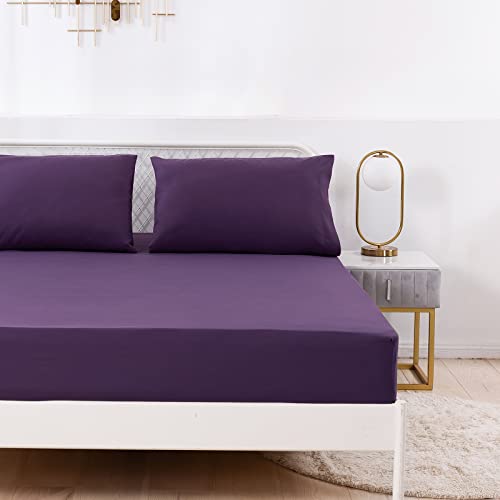 Jemiipee Spannbettlaken Einfarbig 200x200 cm für Matratzen bis 35cm, Betttuch Leintuch Weiche Polyester-Mikrofaser Bettlaken Lila Jemiipee Spannbettlaken Einfarbig 200x200 cm für Matratzen bis 35cm, Betttuch Leintuch Weiche Polyester-Mikrofaser Bettlaken Lila von Jemiipee