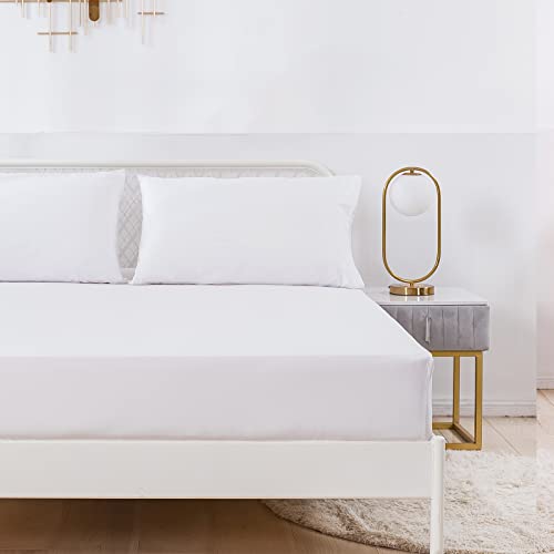 Jemiipee Spannbettlaken Einfarbig 200x200 cm für Matratzen bis 35cm, Betttuch Leintuch Weiche Polyester-Mikrofaser Bettlaken Weiß Jemiipee Spannbettlaken Einfarbig 200x200 cm für Matratzen bis 35cm, Betttuch Leintuch Weiche Polyester-Mikrofaser Bettlaken Weiß von Jemiipee