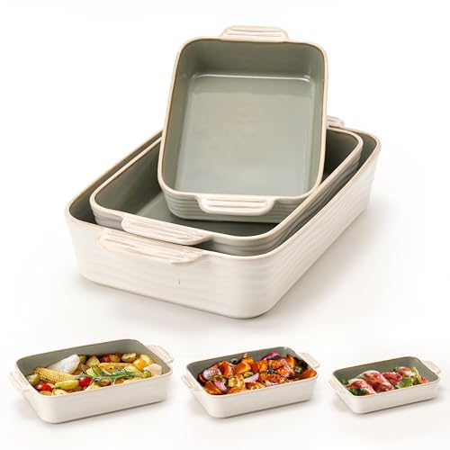 Jemirry Keramik-Backformen-Set mit 3 Auflaufformen für den Ofen, quadratisches Porzellan-Backformen-Set mit Griffen, Lasagne-Backform zum Kochen, perfekt zum Backen und Servieren, Einweihungsfeiern Jemirry Keramik-Backformen-Set mit 3 Auflaufformen für den Ofen, quadratisches Porzellan-Backformen-Set mit Griffen, Lasagne-Backform zum Kochen, perfekt zum Backen und Servieren, Einweihungsfeiern von Jemirry