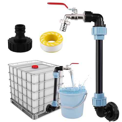 Jemmytu IBC Tank Schwanenhals, IBC Container Adapter, IBC Schwanenhals 3/4" Messing Auslaufhahn, Regenfass Auslaufhahn, Verlängerte Wasserhahn, für Regenwassertank Wasserfaß Regenfass von Jemmytu