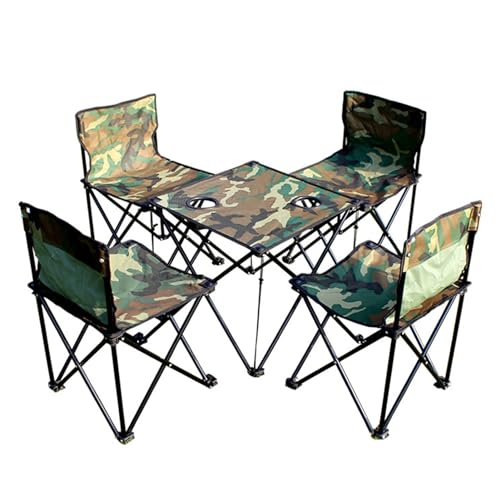 Jemora Tragbares Camping-Klapptisch- und Stühle-Set für Picknick, Wandern, Camping, Reisen von Jemora