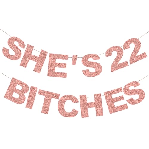 Sweet 22th Birthday Decorations for Her, Pre-Strung She's 22 Bitches Banner Pink Gold Dirty 22 Birthday Photo Backdrop Happy 22th Birthday Supplies Theme Party Sign Sweet 22th Birthday Decorations for Her, Pre-Strung She's 22 Bitches Banner Pink Gold Dirty 22 Birthday Photo Backdrop Happy 22th Birthday Supplies Theme Party Sign von JenJen Tradition