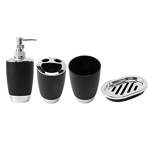 Jenbnoau 4 Teiliges Set/Anzug Bad Set Bad Zubehör Waren Einschließlich Seifen Kasten Zahn Bürsten Seifen Seifen Schale Set Schwarz von Jenbnoau