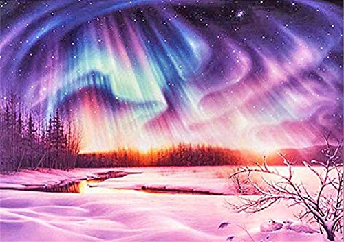 DIY 5D Diamond Painting Kits Full Drill,Crystal Rhinestone Cross Stitch Diamond Painting Adult/Kid Mosaic Embroidery Art Craft for Home Wall Decor(Colorful Northern Lights 50x60cm/20x24in Round Drill) von Jengeer