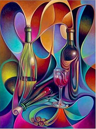 DIY 5D Diamond Painting Kits Full Drill,Crystal Rhinestone Cross Stitch Diamond Painting Adults/Kids Mosaic Embroidery Art Craft for Home Wall Decor(Abstract Wine Glass 60x70cm/24x28in Square Drill) von Jengeer