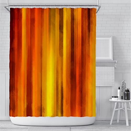 Duschvorhang 3D Wasserdicht Badewanne Vorhang Waschbar Polyester Stoff Badezimmer duschvorhänge mit 12 C-förmigen Kunststoffhaken, für Badewanne und Bathroom- 240x200cm, Gelbe Kunst von Jengeer