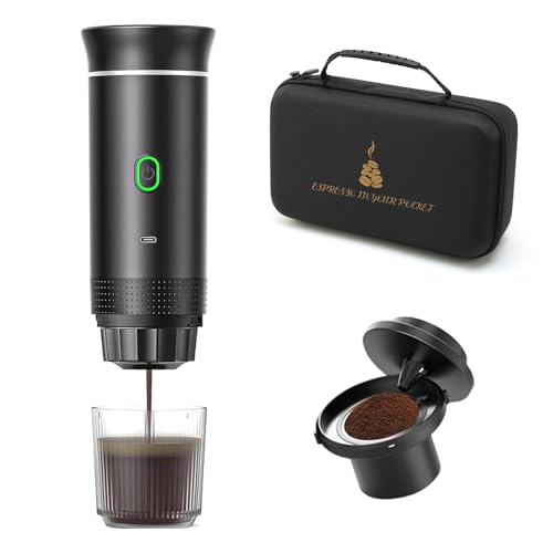 Jenmayt Tragbare Espressomaschine 15 Bar – USB-Wiederaufladbare Kaffeemaschine Kompatibel mit Nes Kapseln & Gemahlenem Kaffee, Schnelles Aufheizen für Camping, Reisen, Büro von Jenmayt