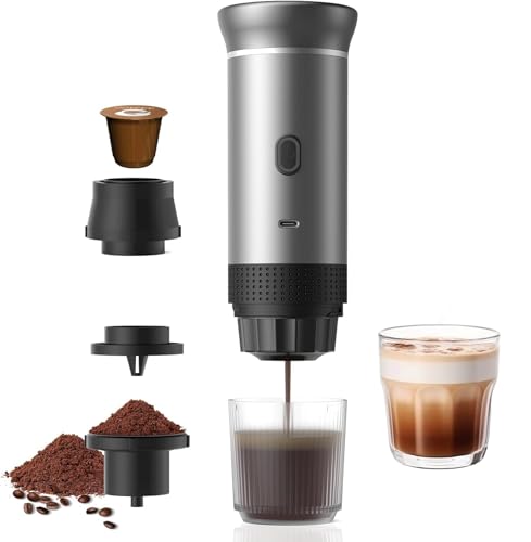 Jenmayt Tragbare Espressomaschine 15 Bar – USB-Wiederaufladbare Kaffeemaschine Kompatibel mit Nespresso Kapseln & Gemahlenem Kaffee, Schnelles Aufheizen für Camping, Reisen, Büro von Jenmayt