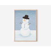 Poster/Kunstdruck Schneemann Weihnachten von JennFeli