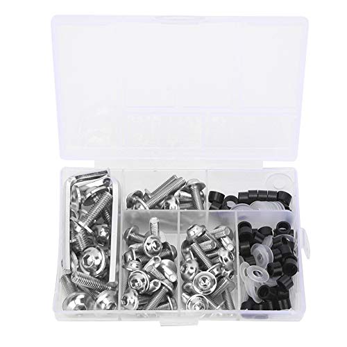 158 Stück Motorrad Verkleidungsschrauben Kit, Universal Bolzen Fairing Bolt Kit Unterlegscheiben Muttern M6 M5 Schrauben Clips Sortiment für Geländewagen Motorbike Sportbike (Silber) von Jenngaoo