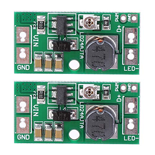 2 Stück LED Treiber, LD24AJTA Einstellbare LED Treiberplatine, 20 W 6~25V gesteuerter DC-DC Abwärts Konstantstromwandler von Jenngaoo