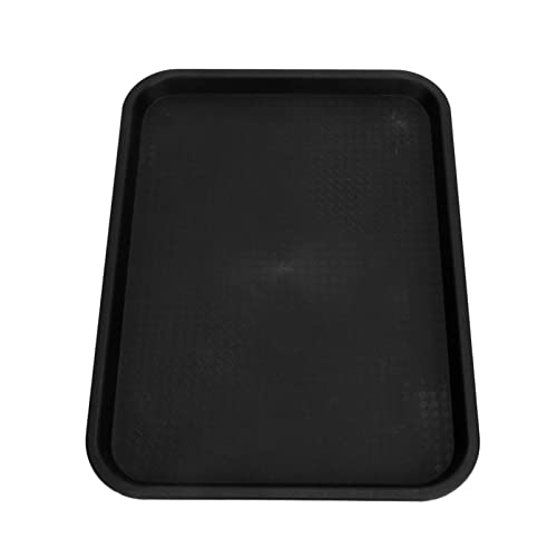 2 Stück Plastik rechteckige Tablett, Restaurant Serviertablett Fast Food Tablett Anti Schlupf Lebensmittelschale Langlebige Plastikschale für Getränke Snacks Küchencafé (Black) von Jenngaoo