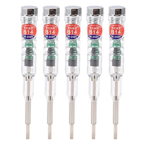 5 Stück Elektrischer Tester Stift, 70–250 V Spannungsempfindlichkeit Kompakter Stift Multifunktional Helles LED Licht Transparente Hülle Induktiver Spannungsstift (24-250V) von Jenngaoo