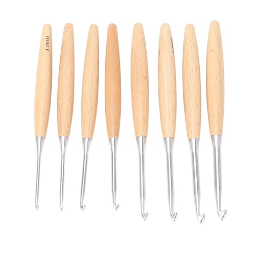 Beech Wood Crochet Hooks Set, Large Handle Knitting Tools 3.0mm-6.5mm Thick Needles for Sweaters Blankets Scarves Crafting Beginners Experienced Knitters von Jenngaoo