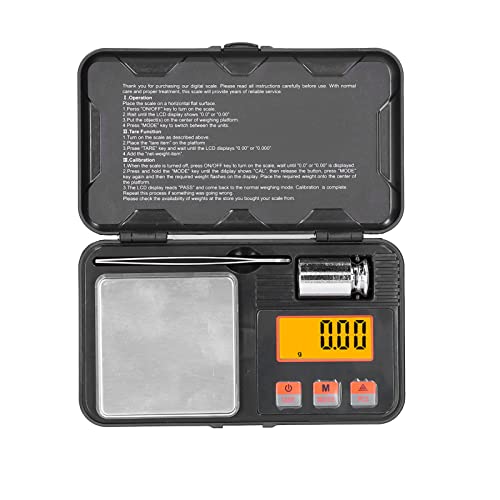 Digitale Grammwaage, 200 g/0,01 g Miniwaage LCD Display Tragbare Schmuckwaage Elektronische Waage mit Gewicht und Pinzette von Jenngaoo