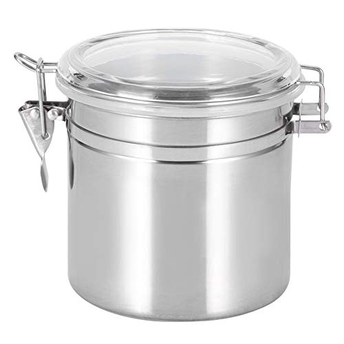 Edelstahl Kaffeedose, Kaffeebehälter mit Transparenten Abdeckung Silikondichtung Vorratsdose Frischhaltedose Box für Kaffeebohnen, Kaffeepulver, Tee, Haferflocken, Kekse (500ml) von Jenngaoo