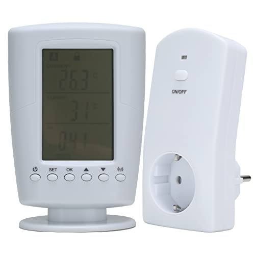 Einstellbarer Thermostat, kabelloser Plug in Thermostat, multifunktionaler automatisch programmierbarer digitaler Temperaturregler(220V) von Jenngaoo