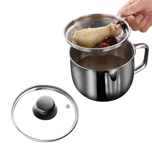 Fettabscheider Edelstahl, 1000ml Öl Suppe Sieb Tasse mit Sieb und Glasdeckel, Mehrzweck Fettabscheider für Küche, Kochen, Ölsuppentrenner, Siebtopf Fettabscheider Edelstahl, 1000ml Öl Suppe Sieb Tasse mit Sieb und Glasdeckel, Mehrzweck Fettabscheider für Küche, Kochen, Ölsuppentrenner, Siebtopf von Jenngaoo