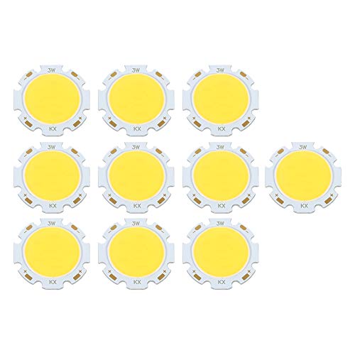 Jenngaoo 10 Stück Runder COB LED Chip, 3W Hochleistungs Birne Lampen Licht Aluminiumplatine LED Chipmodul Dekorationslicht (Natürliches Licht, 4000K) von Jenngaoo