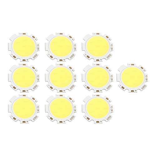 Jenngaoo 10 Stück runder COB LED Chip, 3 W Hochleistungsbirne Lampenlicht Aluminiumplatine LED Chipmodul Dekorationslicht(Weißes Licht 6500K) von Jenngaoo