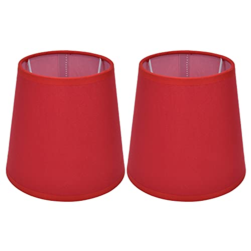 2 Stück Barrel Lampenschirm, Clip On Lampenschirm Stoff Lampenschirm für E14 Kronleuchter, Tischlampe, Stehlampe, 4,4 x 6,0 x 5,5 Zoll (Rot) von Jenngaoo