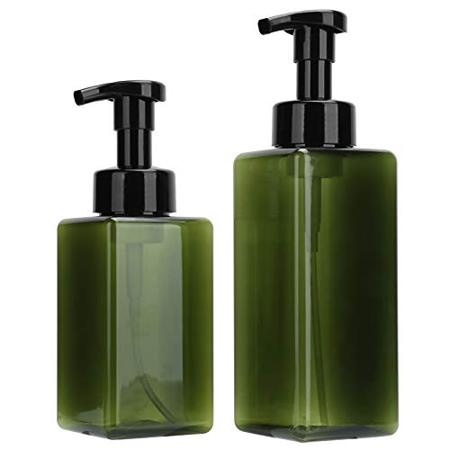 Jenngaoo 2 Stück Seifenspender, (250ml + 450ml) Wiederverwendbare Seifenpumpflasche nachfüllbarer Schaumspender für Flüssigseife, Shampoo, ätherisches Öl - Grün von Jenngaoo