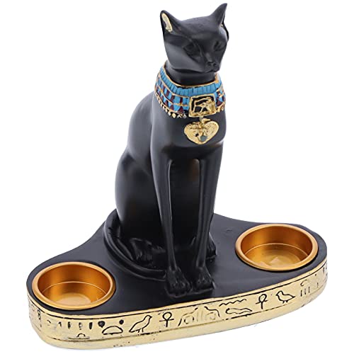 Jenngaoo Ägyptische Mau Katze Statue Vintage Harz Kerzenständer Figur für Home Office Dekoration Hochzeit Geschenk Sammlerstück von Jenngaoo