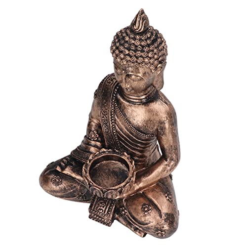 Jenngaoo Buddha Statue, Kerzenhalter Harz Buddha Kerzenständer Teelichthalter Sitzende Buddha Skulptur Stabile Basis Für Tempel, Meditation, Haushalt, Tischdekoration von Jenngaoo