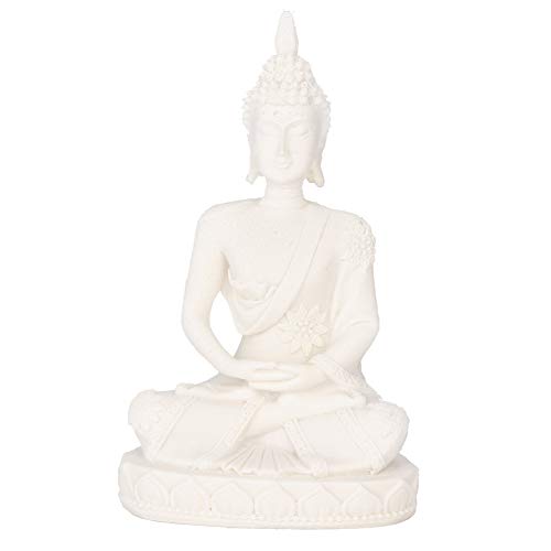 Jenngaoo Buddha Statue, Sitzende Meditation Buddha Schnitzfigur Handwerk Sandstein Buddha Statue für Heimdekoration Tischschmuck - 11cm (Weiß) von Jenngaoo