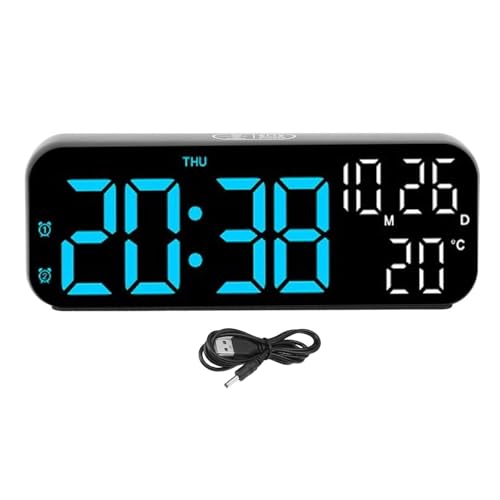 Jenngaoo Digitale Uhr mit Dualem Display, Sprachsteuerung, 3 Helligkeitsstufen, Datum- und Temperaturanzeige, Countdown-Funktion, LED-Elektronikwecker mit Snooze für Haushalt, SCHL (Schwarze Blaue Jenngaoo Digitale Uhr mit Dualem Display, Sprachsteuerung, 3 Helligkeitsstufen, Datum- und Temperaturanzeige, Countdown-Funktion, LED-Elektronikwecker mit Snooze für Haushalt, SCHL (Schwarze Blaue von Jenngaoo
