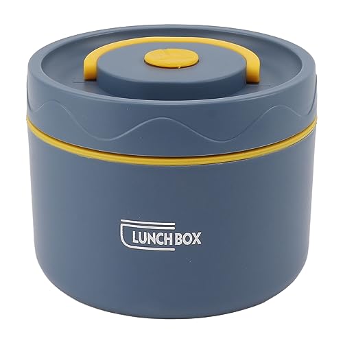 Jenngaoo Edelstahl Isolier-Brotdose 550ml 2-fach stapelbar rundes Design, leckdichter Lebensmittelbehälter mit Deckel für Arbeit Schule Outdoor-Aktivitäten (Mikrowellenofenstil, Tiefseeblau) von Jenngaoo