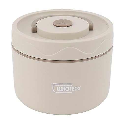 Jenngaoo Edelstahl Isolier-Brotdose 550ml 2-fach stapelbar rundes Design, leckdichter Lebensmittelbehälter mit Deckel für Arbeit Schule Outdoor-Aktivitäten (Mikrowellenofenstil, cremig weiß) von Jenngaoo
