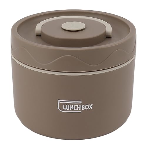 Jenngaoo Edelstahl Isolier-Brotdose 550ml 2-fach stapelbar rundes Design, leckdichter Lebensmittelbehälter mit Deckel für Arbeit Schule Outdoor-Aktivitäten (Mikrowellenofenstil, dunkler Kaffee) von Jenngaoo