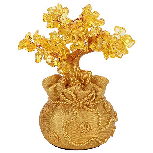 Jenngaoo Feng Shui Geldbaum, gelber Kristall Geldbaum Bonsai-Stil Harz Handwerk Ornament, Feng Shui Reichtum Lucky Citrine Baum für zu Hause Weinschrank Wohnzimmer Flur Tisch von Jenngaoo