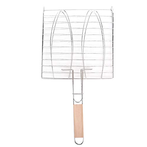 Fischgrill, Edelstahl Faltbar Netz mit Griff Antihaft Tragbarer Barbecue Grill Mesh für Fisch Gemüse Steak Garnelen Koteletts andere Lebensmittel von Jenngaoo