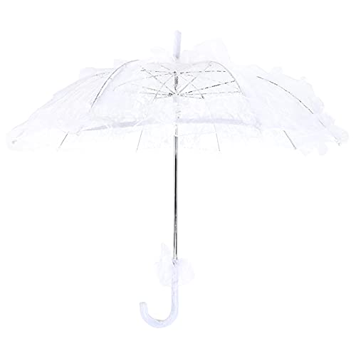 Jenngaoo Hochzeit Braut Regenschirm, 55 cm Farbe Spitze Regenschirm Elegant Retro Braut Brautjungfer Blumenmädchen Fotografie Requisiten Bühnenauftritt(Weiß) von Jenngaoo