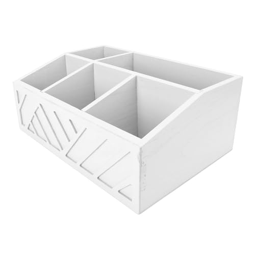 Jenngaoo Holzteahtbeutel Organizer, Kaffeebeutel Aufbewahrungsschachtel Multifunktional Geteilte Teebeutelhalter 5 Fach Holzorganisator für Kaffeekapseln Teebeutel Zucker Zucker (Weiß) von Jenngaoo