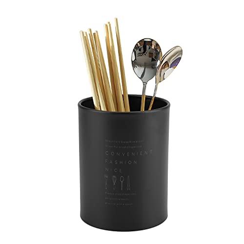 Küchenutensilienhalter aus Edelstahl, Besteckbehälter Schwarz, 1 Liter, Organizer für Kochlöffel, Schneebesen & Küchenutensilien, Schmales Design für Schublade, Spülmaschinengeeignet, 10x13cm von Jenngaoo