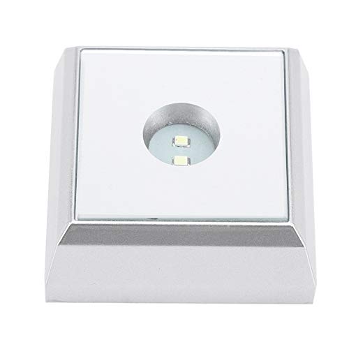Jenngaoo LED Lichtsockel, Quadratischer LED Lampensockel Ständer für Kristall Acryl Statue Artware Display - Silber (Weiß) von Jenngaoo