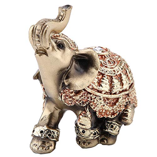 Jenngaoo Lucky Feng Shui Golden Elephant Trunk Statue - Thailändische Elefantenskulptur Dekoration Reichtum Lucky Figurine Geschenk Home Decor(S) von Jenngaoo