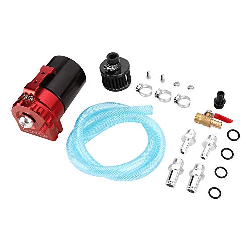 Jenngaoo Oil Catch Can, 300ml Aluminum Reservoir Breather Tank with Mounting Bracket Air Filter for Automotive Engine System Protection (Rot Schwarz) von Jenngaoo