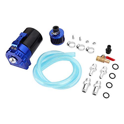 Jenngaoo Oil Catch Can, 300ml Aluminum Reservoir Breather Tank with Mounting Bracket Air Filter for Automotive Engine System Protection (Schwarz und Blau) von Jenngaoo