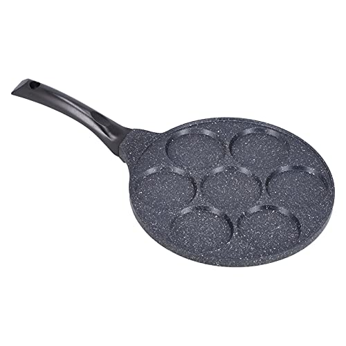 Jenngaoo Pancake Pfanne 26,5cm Antihaft Spiegeleipfanne 7 Loch Bratpfanne Mini Flachboden Hamburger Ei Smiley Face Pfannkuchen Spiegeleier Eierkuchen Geeignet für Induktion (Ohne Muster) von Jenngaoo