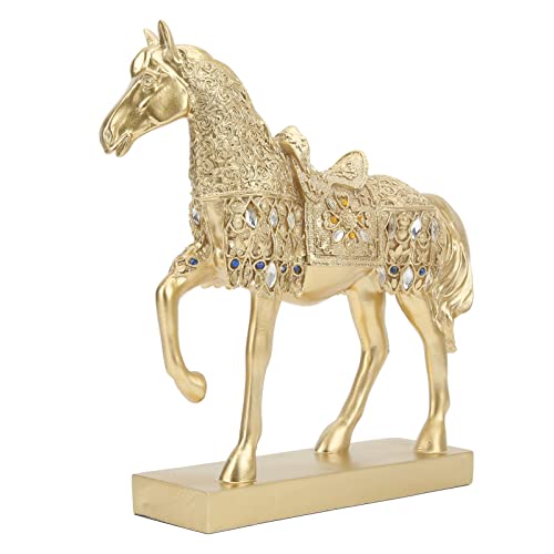 Jenngaoo Pferd Statue, Harz Goldene Pferde Dekor Tier Kunst Pferde Figur Chinesische Feng Shui Pferdes kulptur Desktop Ornament für Home Office Dekor von Jenngaoo