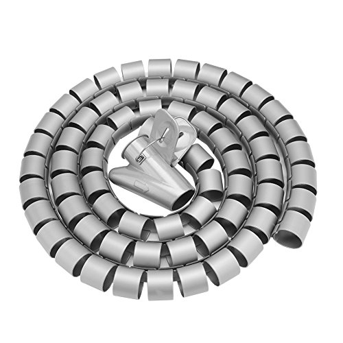 Jenngaoo Spiralschlauch Kabelwickel, Flexibler Spiralschlauch Kabel Organizer Drahtwickel Schnurschutz Draht Aufbewahrungsrohr für TV Computer Heimunterhaltung(1.5mx28mm-Silber) von Jenngaoo