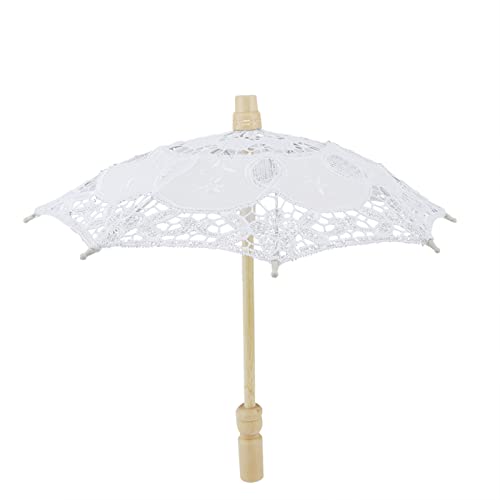 Jenngaoo Spitzenschirm, Brautschirm Handgemachte Spitze Baumwolle Stickerei Sonnenschirm Hochzeitsbraut Fotografie Regenschirm(Weiß) von Jenngaoo
