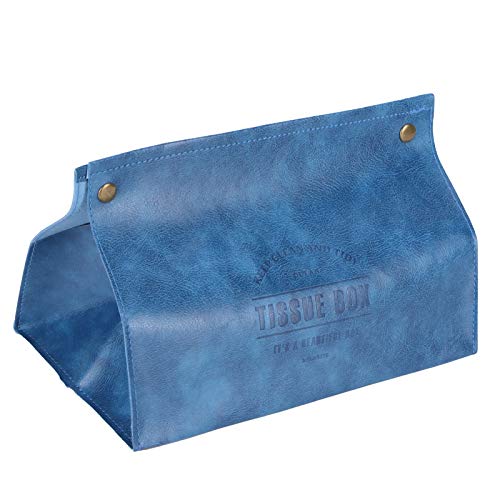 Jenngaoo Tissue Box Leder Originalität Tissue Box Desktop Tissue Organizer Kosmetiktücher Box Halter für Badezimmer Schlafzimmer Wohnzimmer Schreibtisch(Blau) von Jenngaoo