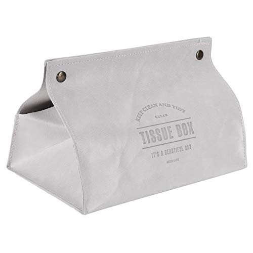 Jenngaoo Tissue Box, Leder Originalität Tissue Box Desktop Tissue Organizer Kosmetiktücher Box Halter für Badezimmer Schlafzimmer Wohnzimmer Schreibtisch (Grau) von Jenngaoo