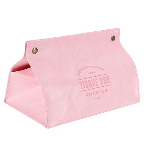 Jenngaoo Tissue Box Leder Originalität Tissue Box Desktop Tissue Organizer Kosmetiktücher Box Halter für Badezimmer Schlafzimmer Wohnzimmer Schreibtisch (Rosa) von Jenngaoo